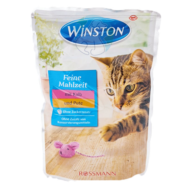 پوچ گربه بالغ گوساله و بوقلمون 100گرمی Winston